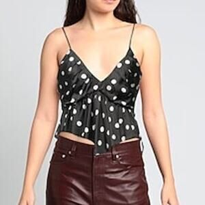 Torrid White Fox Cami Tank Top Polka Dot Sleeveless Vneck Z Black Womens size 1